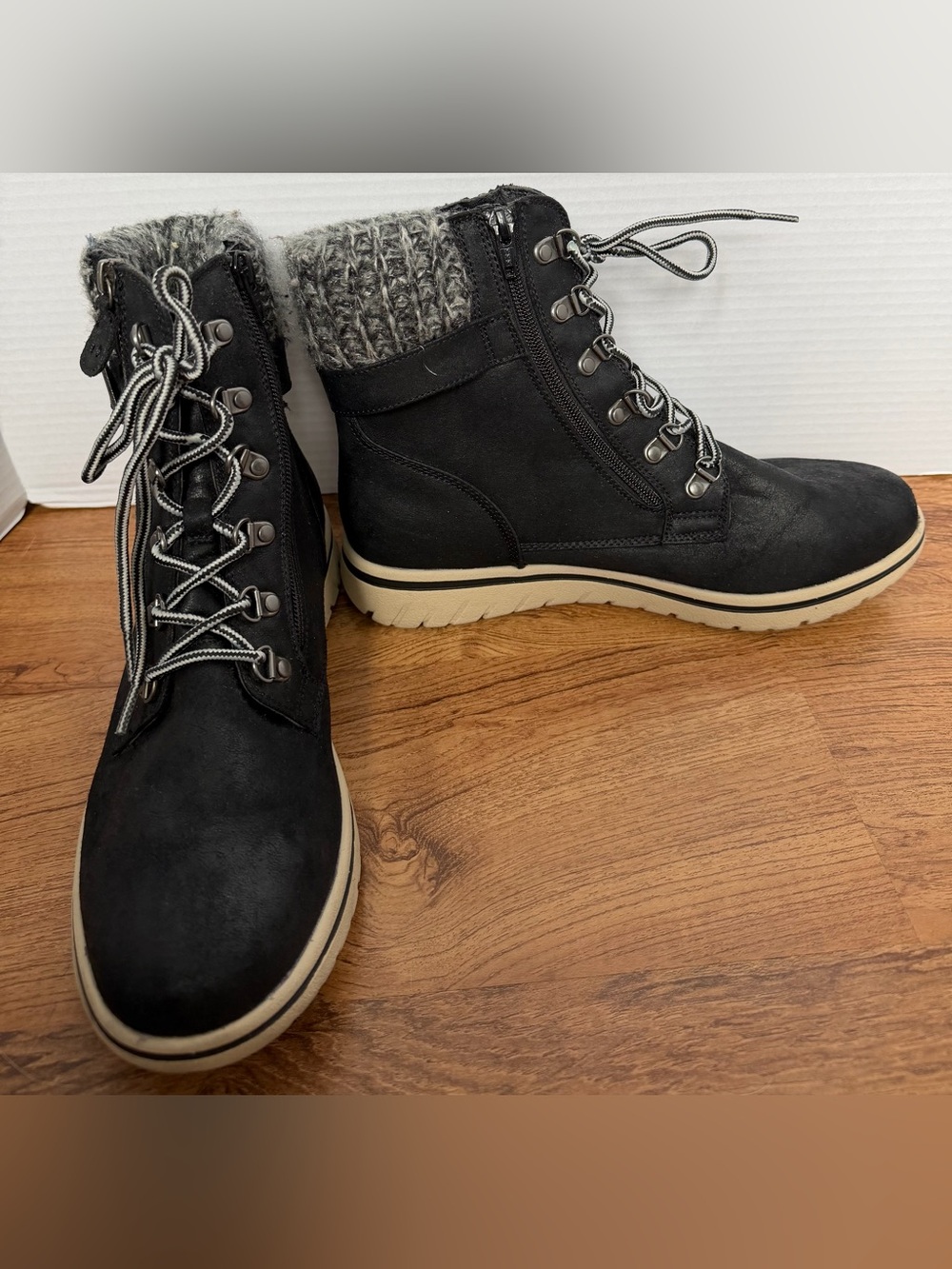 Cliffs by White Mountain Kelsie Hearty Knit Collar Winter Boots Black 11M Womens